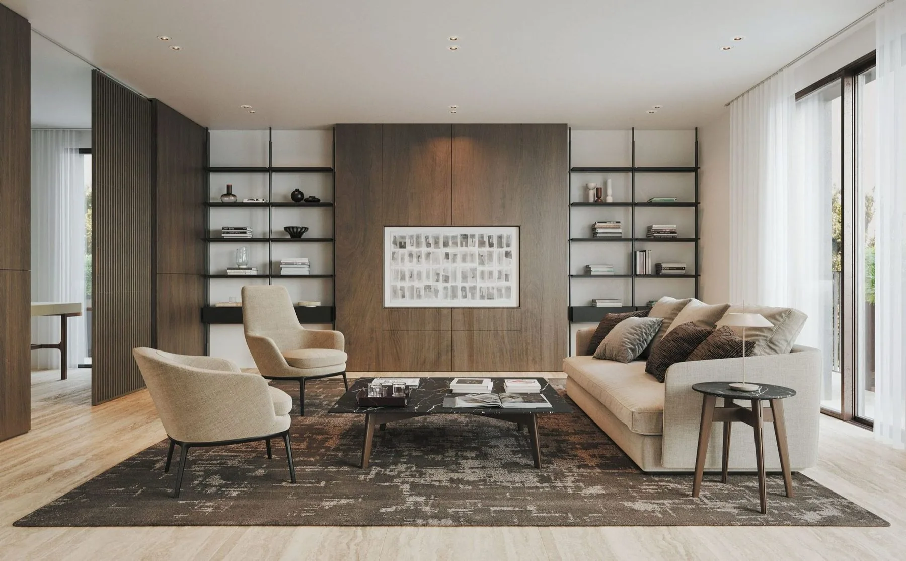 Stabio Garden Living, residence interior with garden view